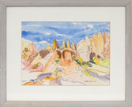 Rita Derjue, Arches National Park, Utah, arches, rock formation, desert, canyon, southwest, landscape, painting, watercolor, woman, artist, female, Fine art, art, for sale, buy, purchase, Denver, Colorado, gallery, historic, antique, vintage, artwork, original, authentic