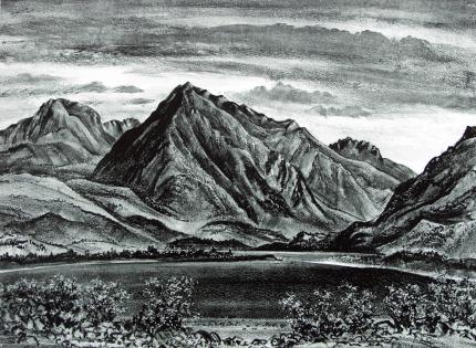 Adolf Arthur Dehn, "Twin Lakes", lithograph