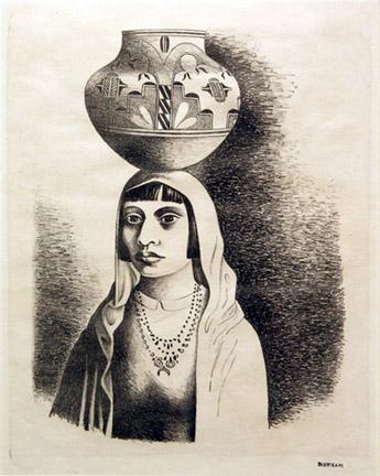 Emil James Bisttram, "Indian Girl, No. 87/100", lithograph, c. 1935 painting for sale