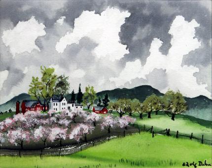 Adolf Arthur Dehn, "Orchard Blossoms", watercolor on paper, c. 1930's