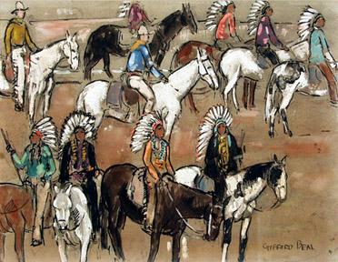 Gifford Beal, "Rodeo", mixed media, c. 1930
