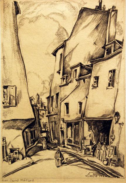 John Liello, "Rue Saint Médard", graphite on paper, 1926