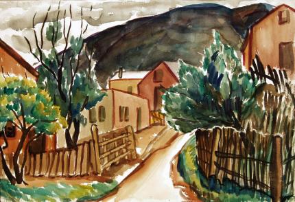 Frances Marian Cronk, "Untitled (In the Hills)", watercolor on paper, d. 1941