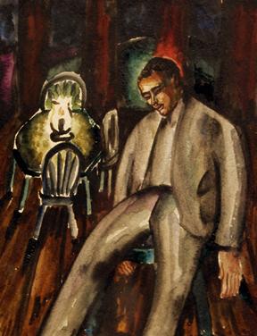 Frances Marian Cronk, "Untitled (Figure Study of a Seated Man)", watercolor on paper, 1937