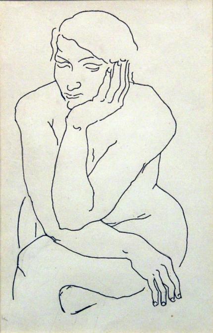 Frances Marian Cronk, "Untitled (Seated Female Nude)", mixed media, 1938
