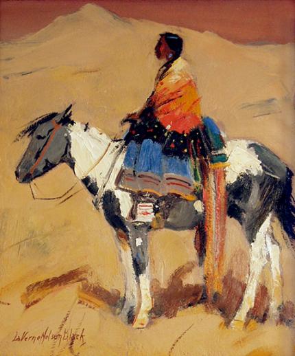 Laverne Nelson Black, "Untitled (Indian woman on horseback)", oil, 1935