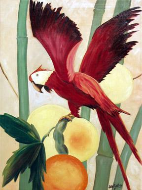 M. W. Gabler, "Untitled (Parrots)", oil on canvas, c. 1935