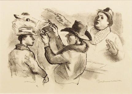 Boardman Robinson, "Horse Auction", lithograph, 1940