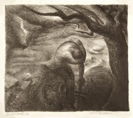 Troy Ruddick, "Turmoil, for Charlie (Bunnell), 1 of 2", lithograph, 1934