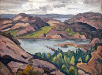Carl Eric Olaf Lindin, "Fjords in Norway", oil, c. 1926-7