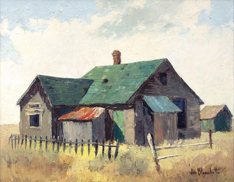 jon blanchette, old house in california, vintage oil painting for sale