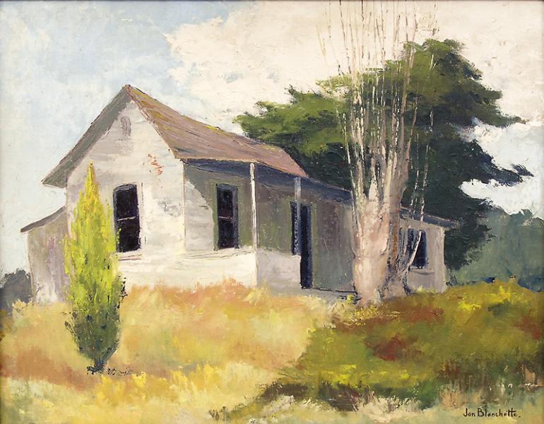 jon blanchette california landscape painting white house on freedom road near watsonville plein air
