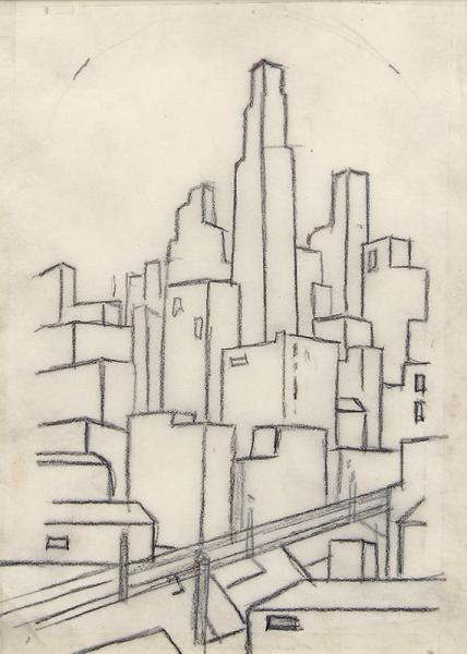 charles ragland bunnell, drawing sketch kansas city, skyscraper, modernism, broadmoor academy art