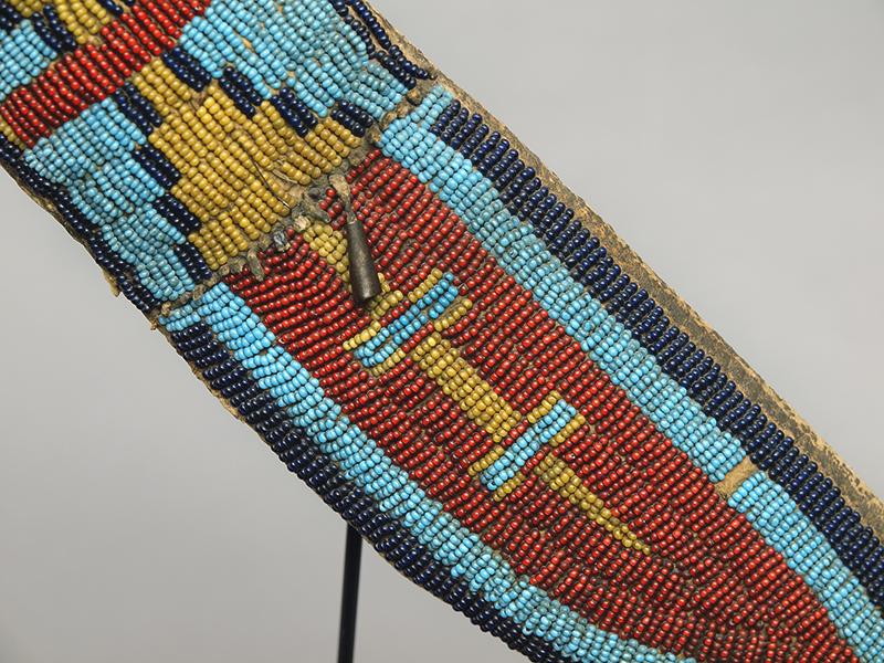 Knife & Sheath, Sioux, 19th century bead tin cone hide white heart for sale purchase auction plains tribe