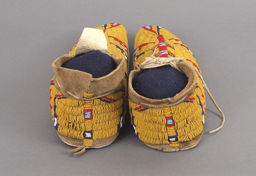 Moccasins, Cheyenne, circa 1900 trade beads authentic for sale