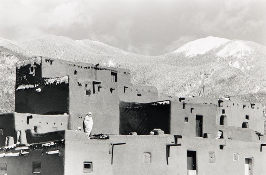 Myron Wood Taos Pueblo black and white vintage new mexico photograph