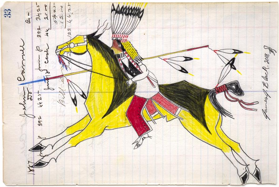 James Black Whirlwind sioux horse ledger art Cheyenne artist contemporary traditional