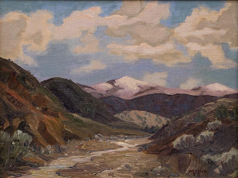 Turner Messick mountain landscape painting colorado california snow river sky
