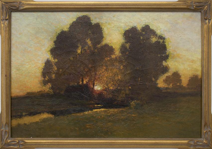 Charles Partridge Adams oil painting for sale Sunset along the front range colorado plains stream trees vintage