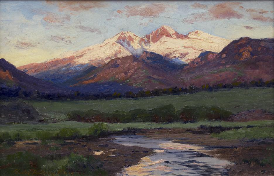 Charles Partridge Adams mountain landscape painting Twilight over Longs Peak from near Estes Park, Colorado