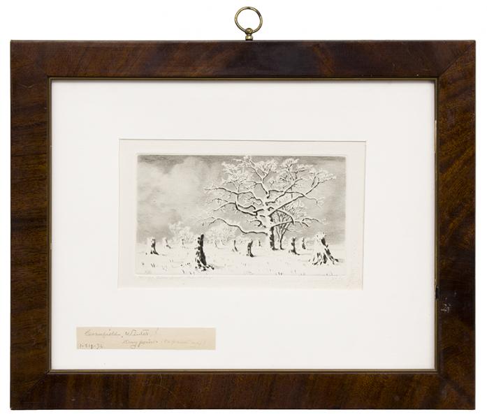George elbert burr winter trees landscape original drypoint etching signed 