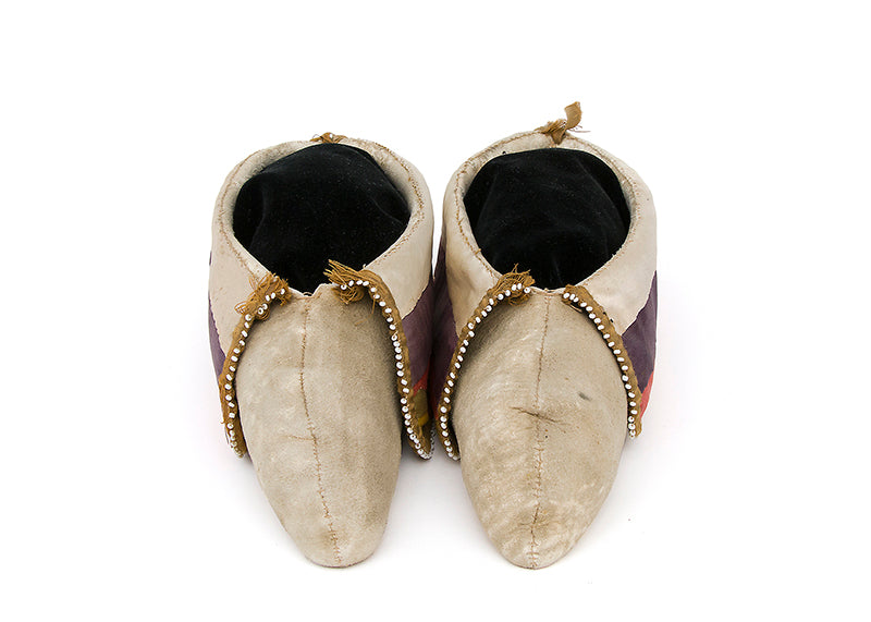 Hide Moccasins with Trade Beads and Cloth, circa 1880