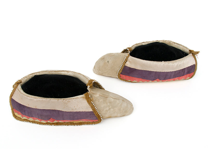 Hide Moccasins with Trade Beads and Cloth, circa 1880