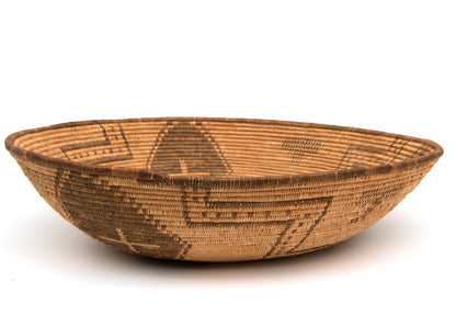 Shallow Basketry Bowl with Pinwheel and Cross Pattern, circa 1890