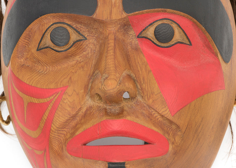 Carved Wooden Mask with Killer Whale Motif, dated 1961