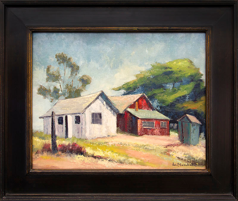 Barns in Soquel (Northern California), Painting, circa 1950