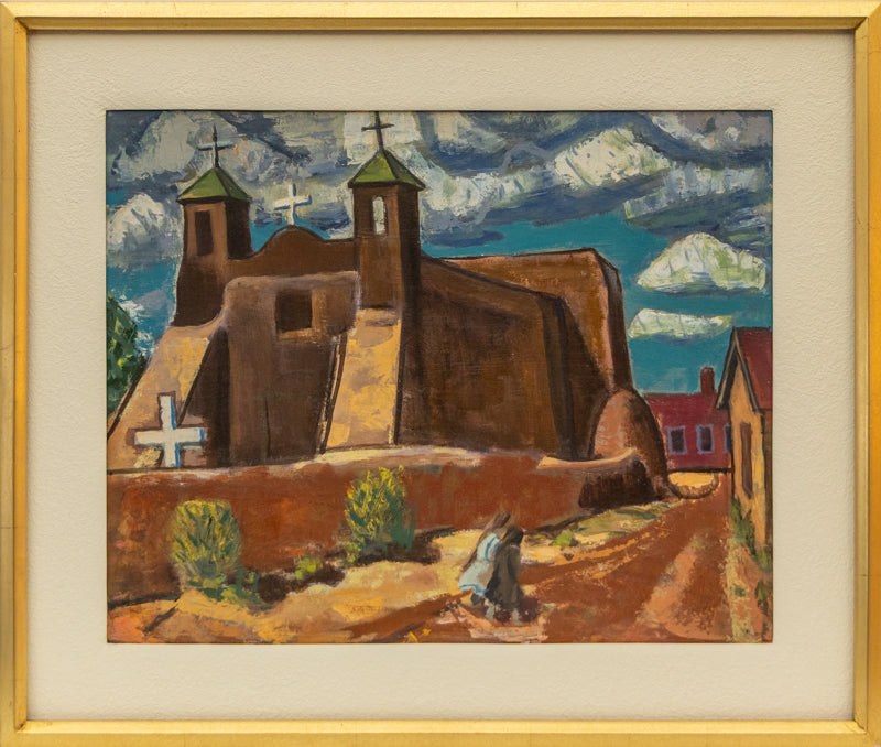 Untitled (Rancho de Taos Church in New Mexico), Painting, circa 1940