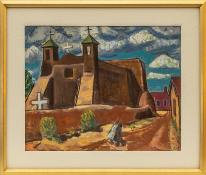 Untitled (Rancho de Taos Church in New Mexico), Painting, circa 1940