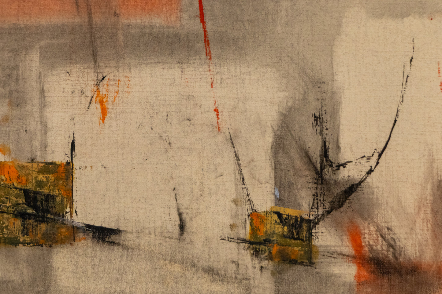 Untitled (Abstract in Gray, White, Orange, Red, Yellow and Black ), Painting, 1963