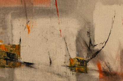 Untitled (Abstract in Gray, White, Orange, Red, Yellow and Black ), Painting, 1963