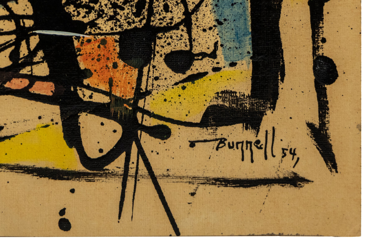 Untitled (Abstract in Orange, Blue, Yellow, Black, and White), Painting, 1954