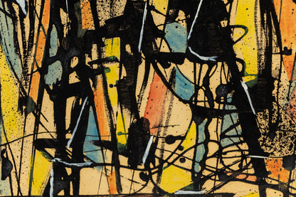 Untitled (Abstract in Orange, Blue, Yellow, Black, and White), Painting, 1954