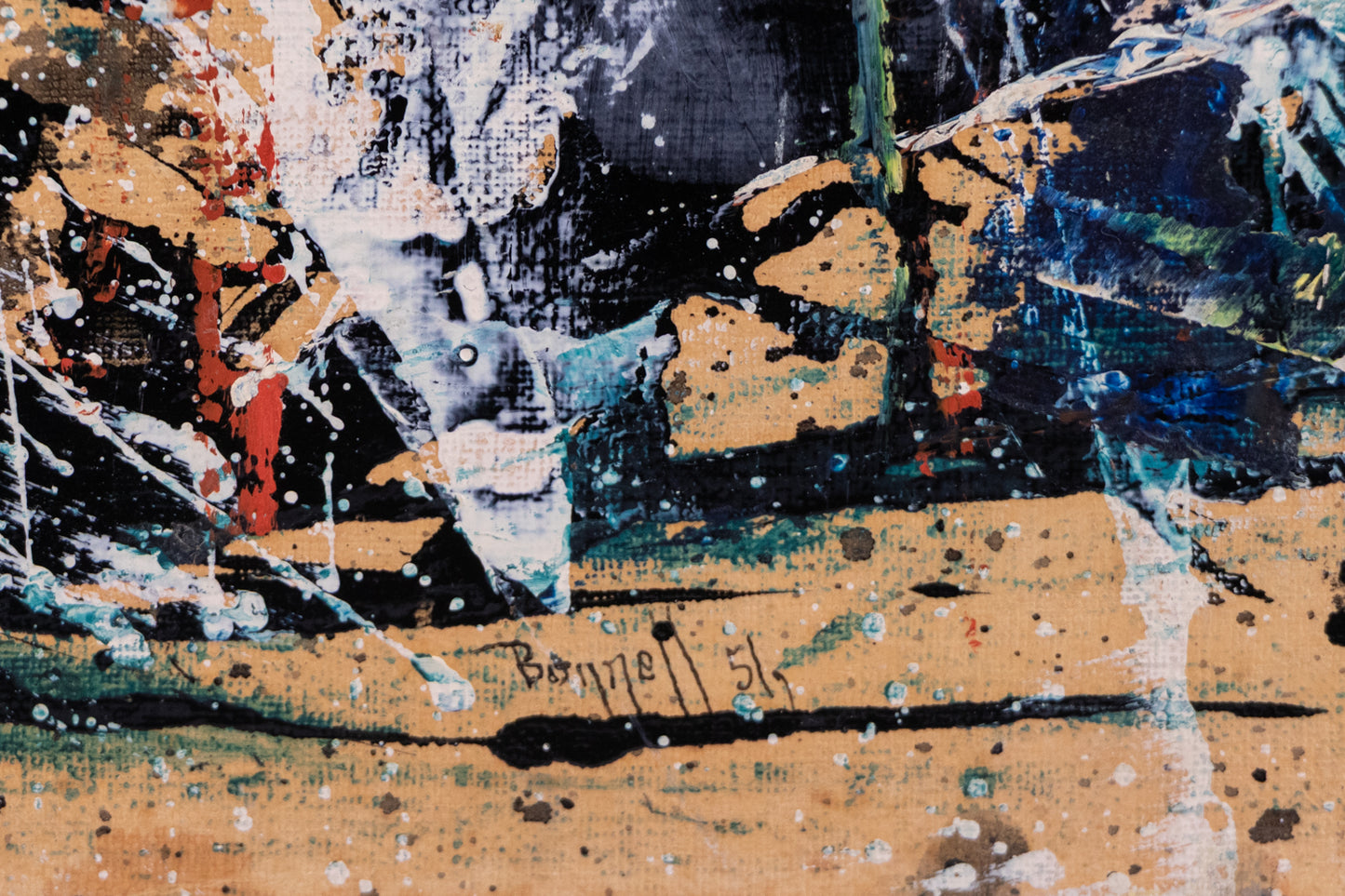 Untitled (Abstract with Black, White, Blue, Yellow, Red & Green), Painting, dated 1951