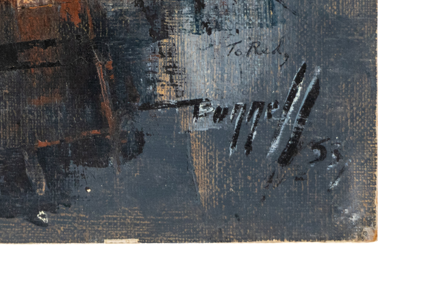 Untitled (Abstract with Gray, Blue, Red, White & Black), Painting, dated 1953
