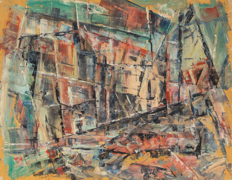 Untitled (Abstract with Blue, White, Teal, and black), Painting, dated 1951