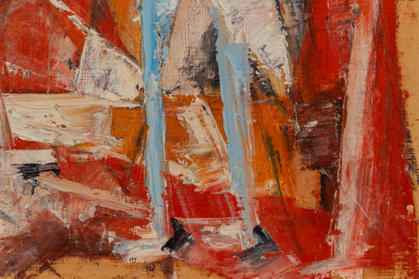 Untitled (Abstract in Red, Orange, White & Blue), Painting, 1953