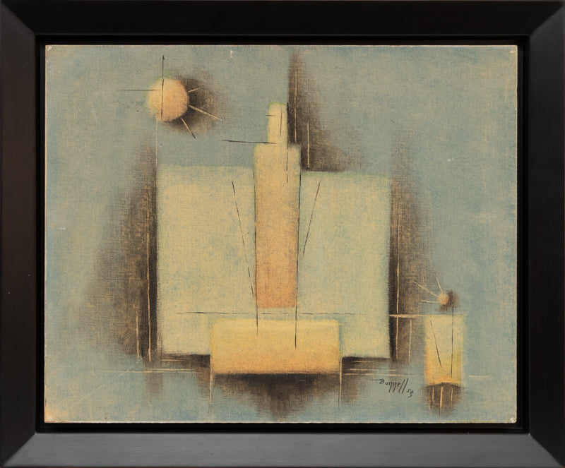 Untitled (Abstract in Pale Blue, Yellow, Gray and Black), Painting, 1954