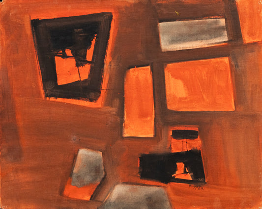Charles Bunnell (1897-1968) artwork for sale. Untitled (Abstract in Orange, Black and Gray), Painting, 1959, Denver, Colorado, Art Gallery)