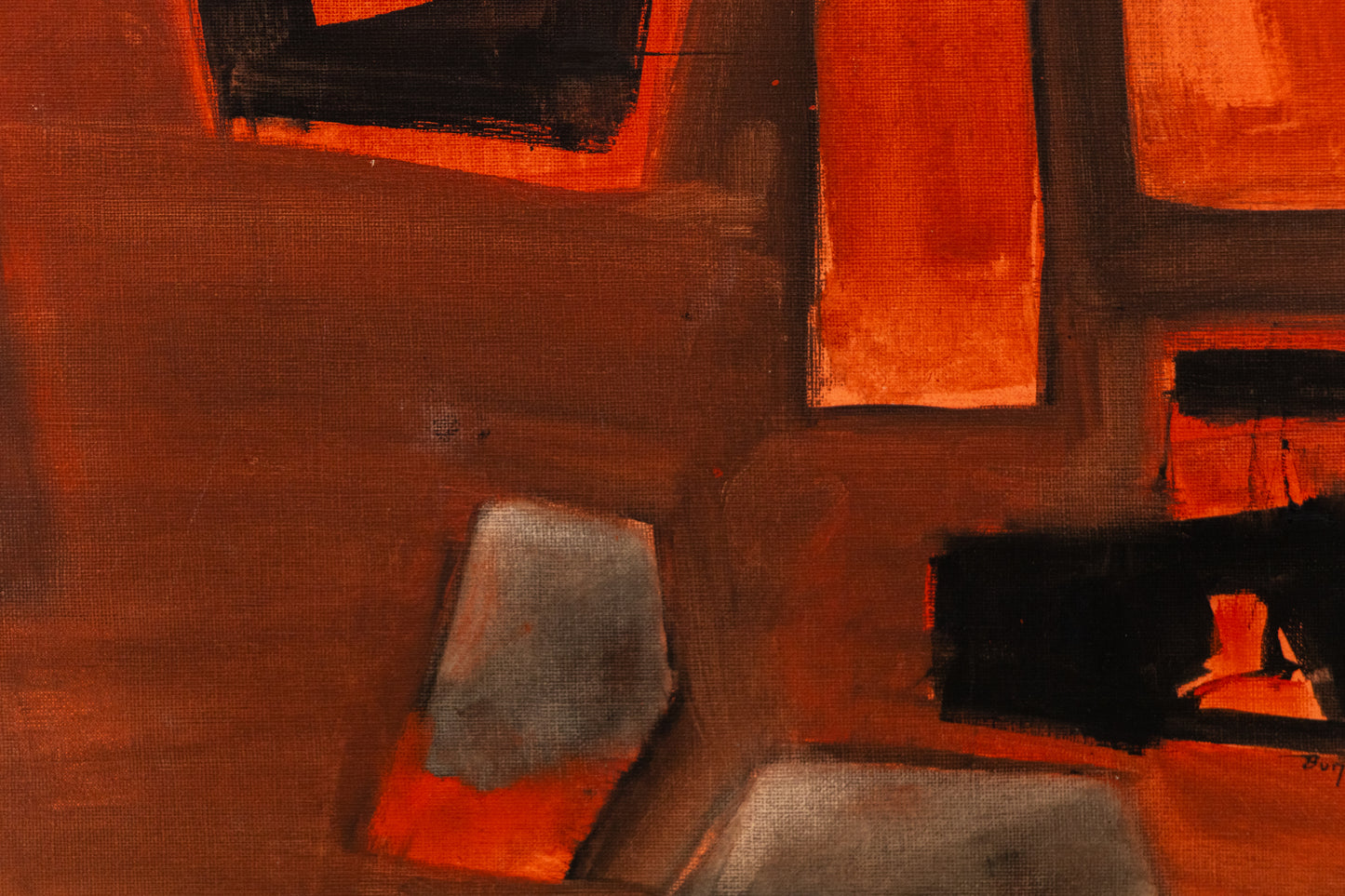 Untitled (Abstract in Orange, Black and Gray), Painting, 1959