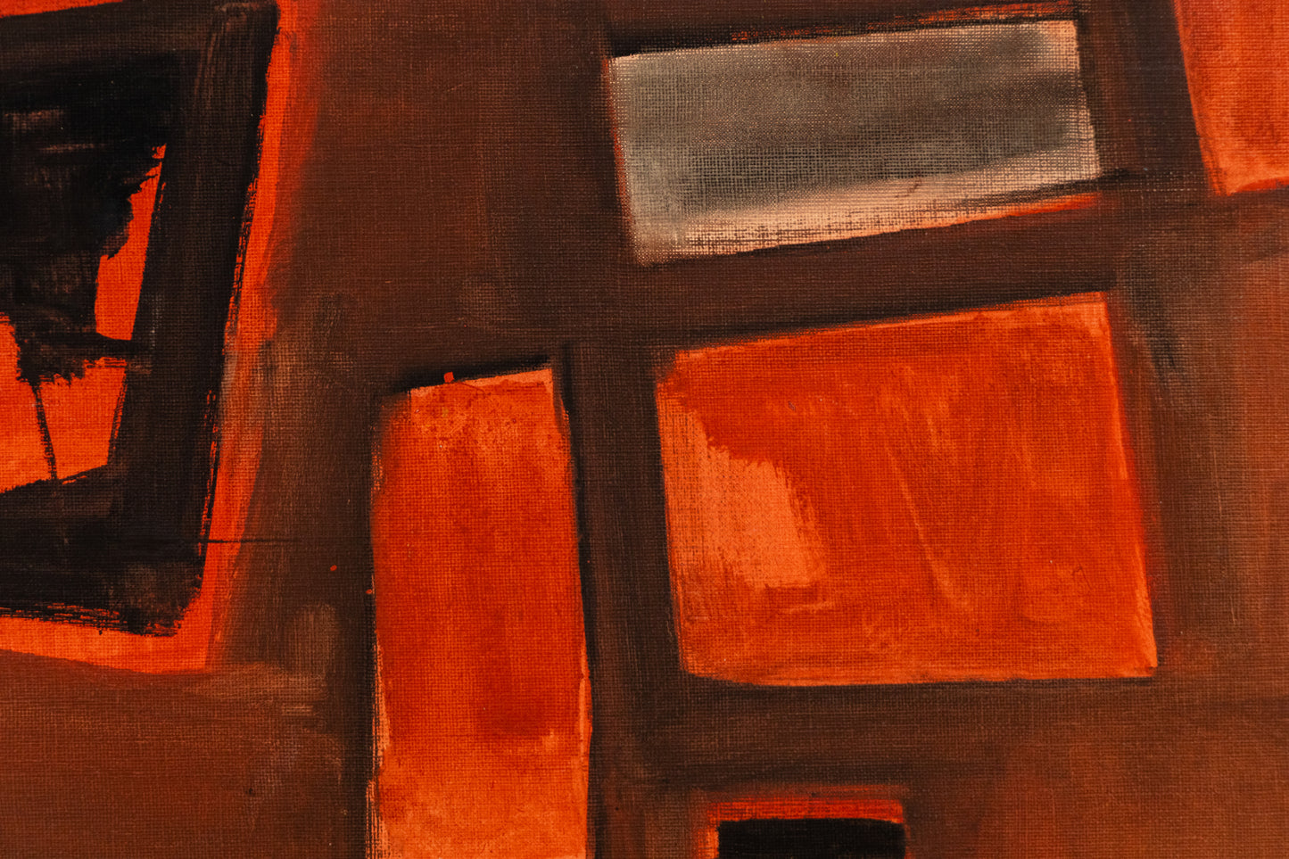 Untitled (Abstract in Orange, Black and Gray), Painting, 1959