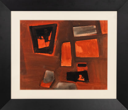 Untitled (Abstract in Orange, Black and Gray), Painting, 1959