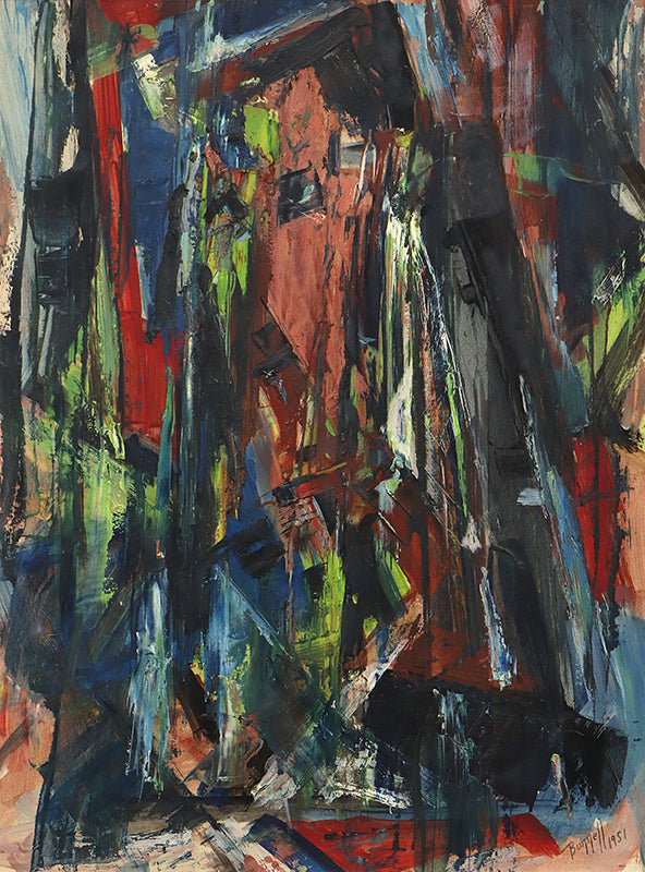 Untitled (Abstract Expressionist Composition in Red, Blue, Black, and Yellow), Painting, 1951