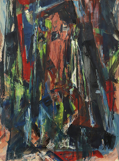 Untitled (Abstract Expressionist Composition in Red, Blue, Black, and Yellow), Painting, 1951