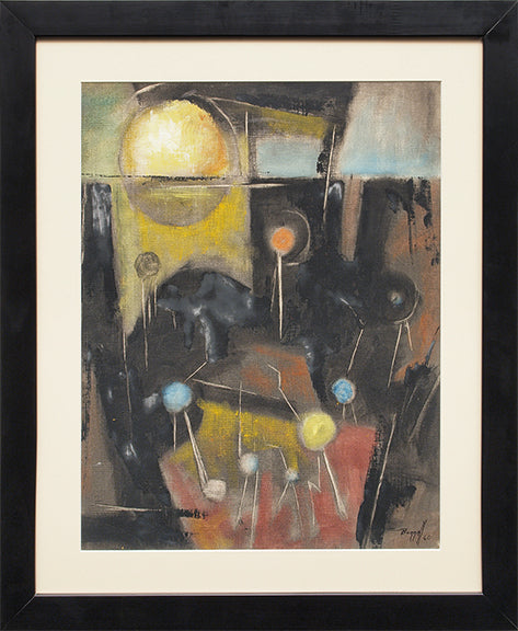 Longs in Autumn (Longs Peak, Colorado), Print, circa 1955-1965, Lyman Byxbe (1886-1980), vintage fine art, Vertical, Small, Framed, etching, circa 1955-1965, 1950-1999, 1950s, 1960s, 20th CENTURY (1900-1999), Lyman, Byxbe, Autumn (Fall), Landscape, Mountains, Colorado, 7 ¾ x 6 ½ inches