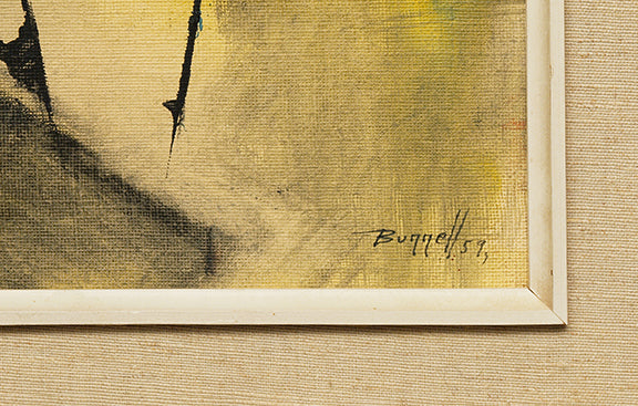 Untitled (Abstract Expressionist Composition in Yellow, Blue Red and Black), Painting, 1959