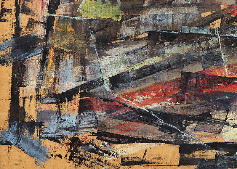 Untitled (Abstract in Orange, Black, Blue, and Red), Painting, 1956